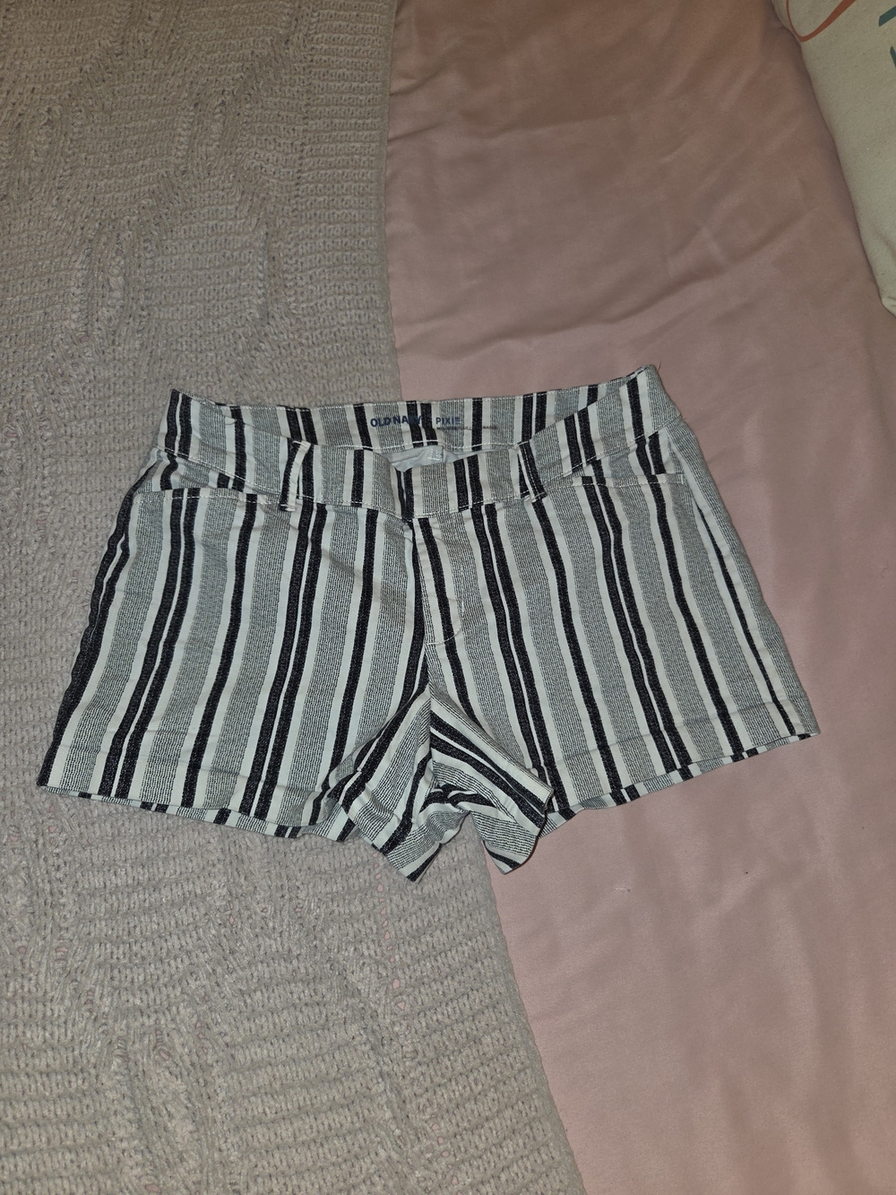 Old Navy Blue & White Pixie Vertical Stripe High-Waist Women's Shorts